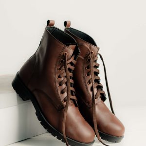 Premium Matte Leather Polacco Lace-Up Boots – Classic Brown